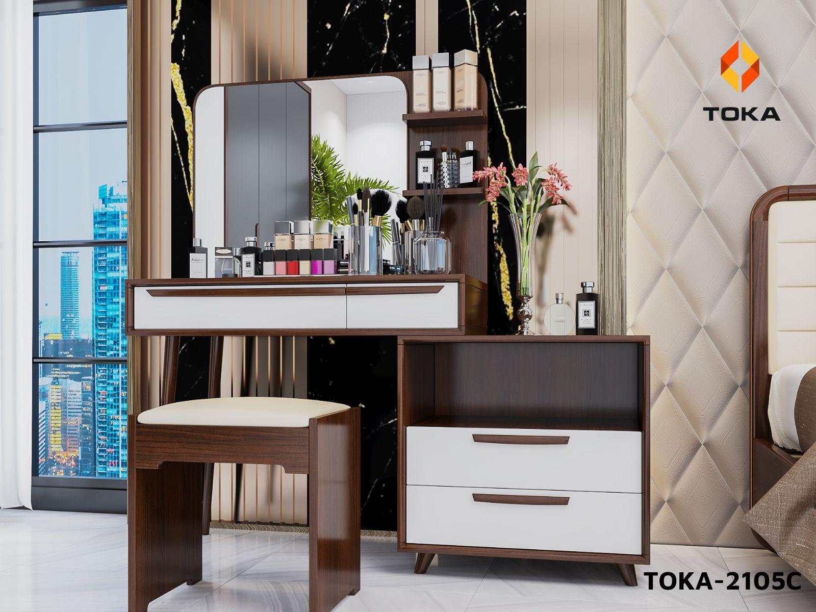 Bộ giường ngủ cao cấp TOKA-2105C