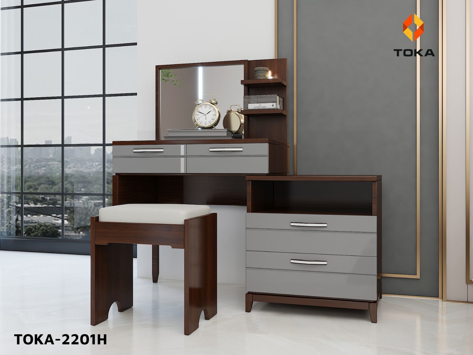 Bộ giường ngủ cao cấp TOKA-2201H