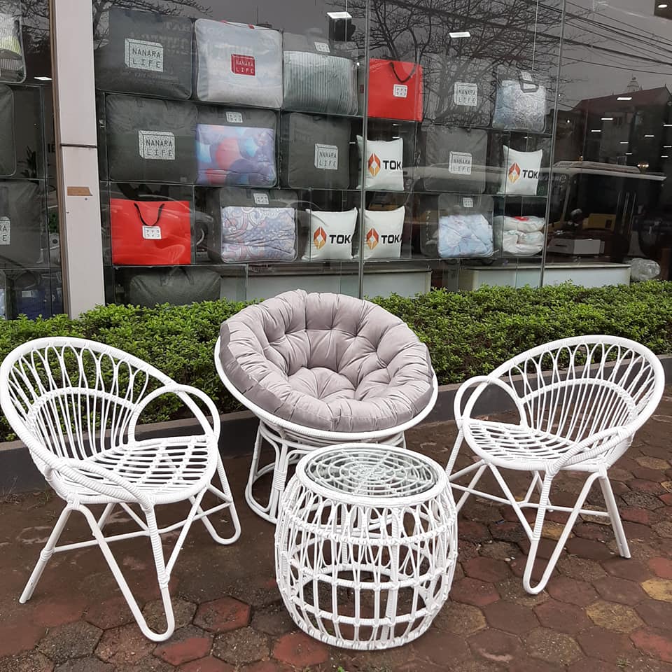 Bộ song mây nhựa trắng