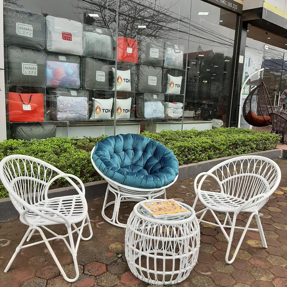 Bộ song mây nhựa trắng