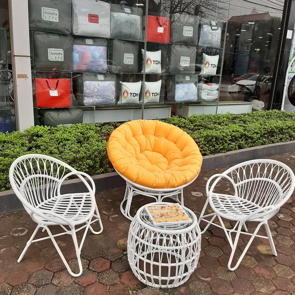 Bộ song mây nhựa trắng