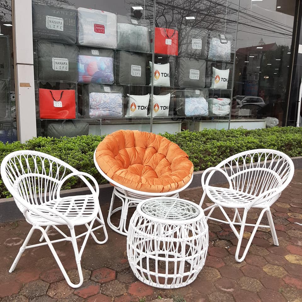 Bộ song mây nhựa trắng