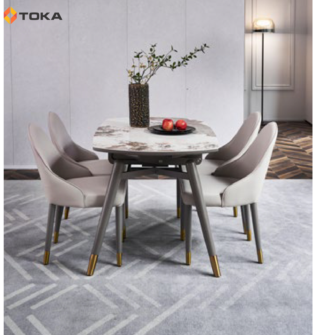 Bàn ăn tròn mặt đá 9082