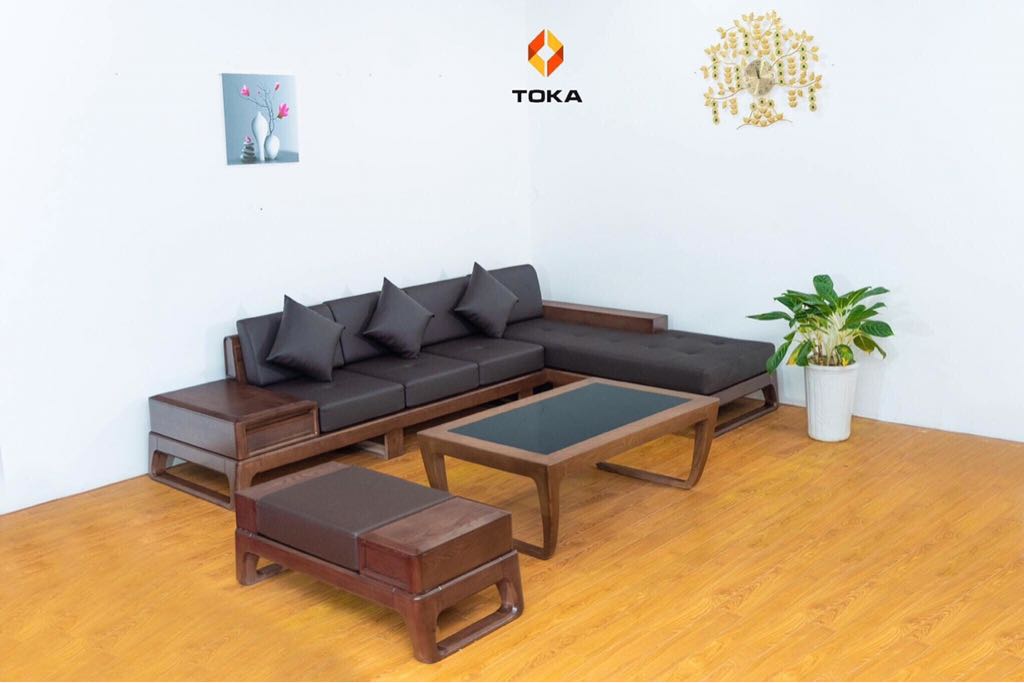 Bộ sofa chân nối gỗ sồi GS009