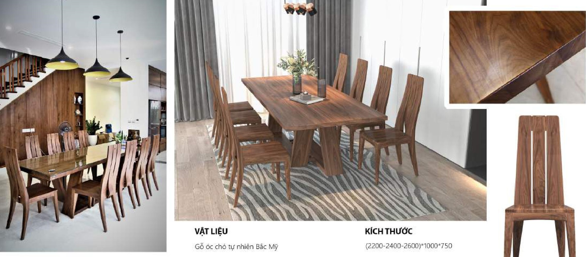 Bàn ăn gỗ óc chó cao cấp VACHERON BA104
