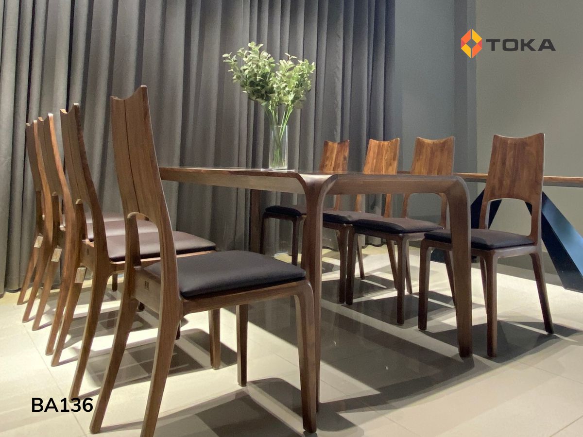 Bàn ăn gỗ óc chó cao cấp MUTAGO BA136