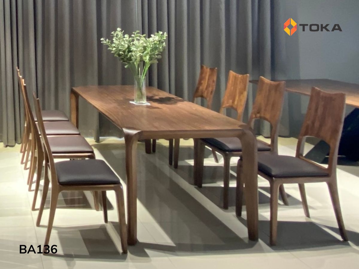 Bàn ăn gỗ óc chó cao cấp MUTAGO BA136