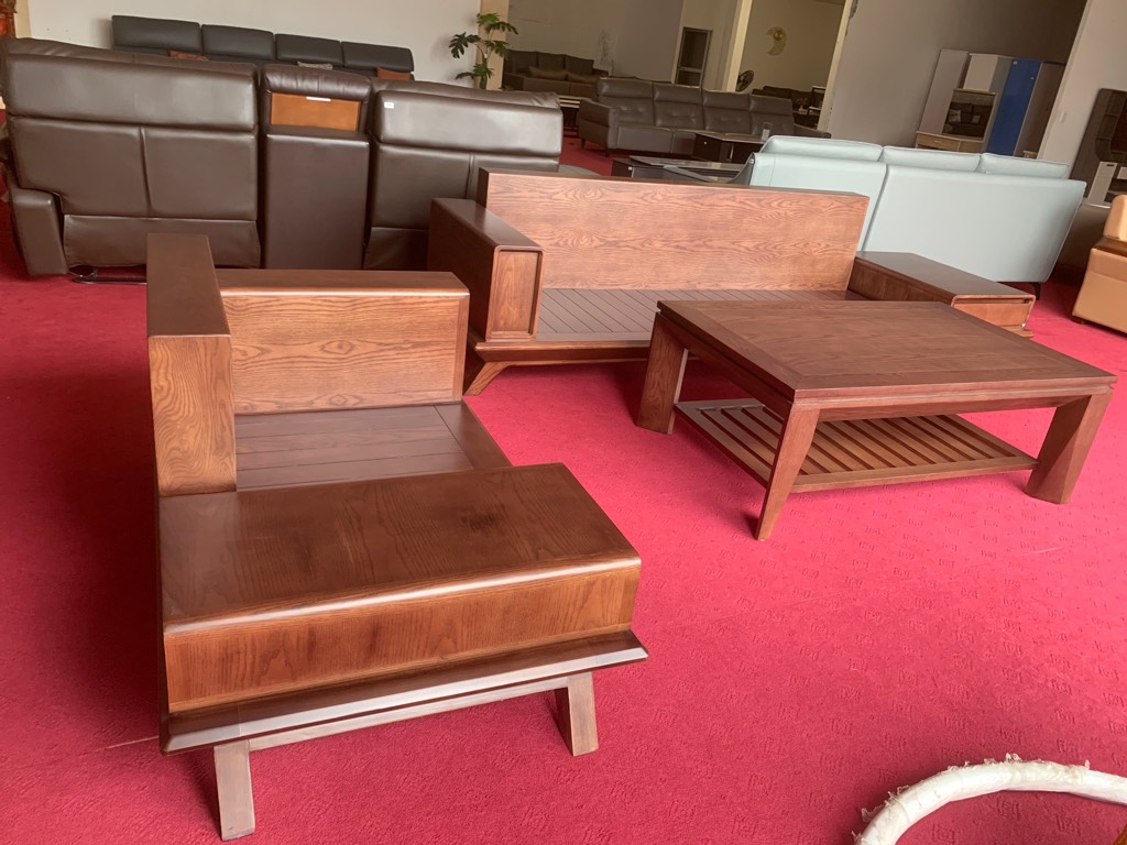 Bộ sofa văng gỗ sồi cao cấp chân thẳng GS001