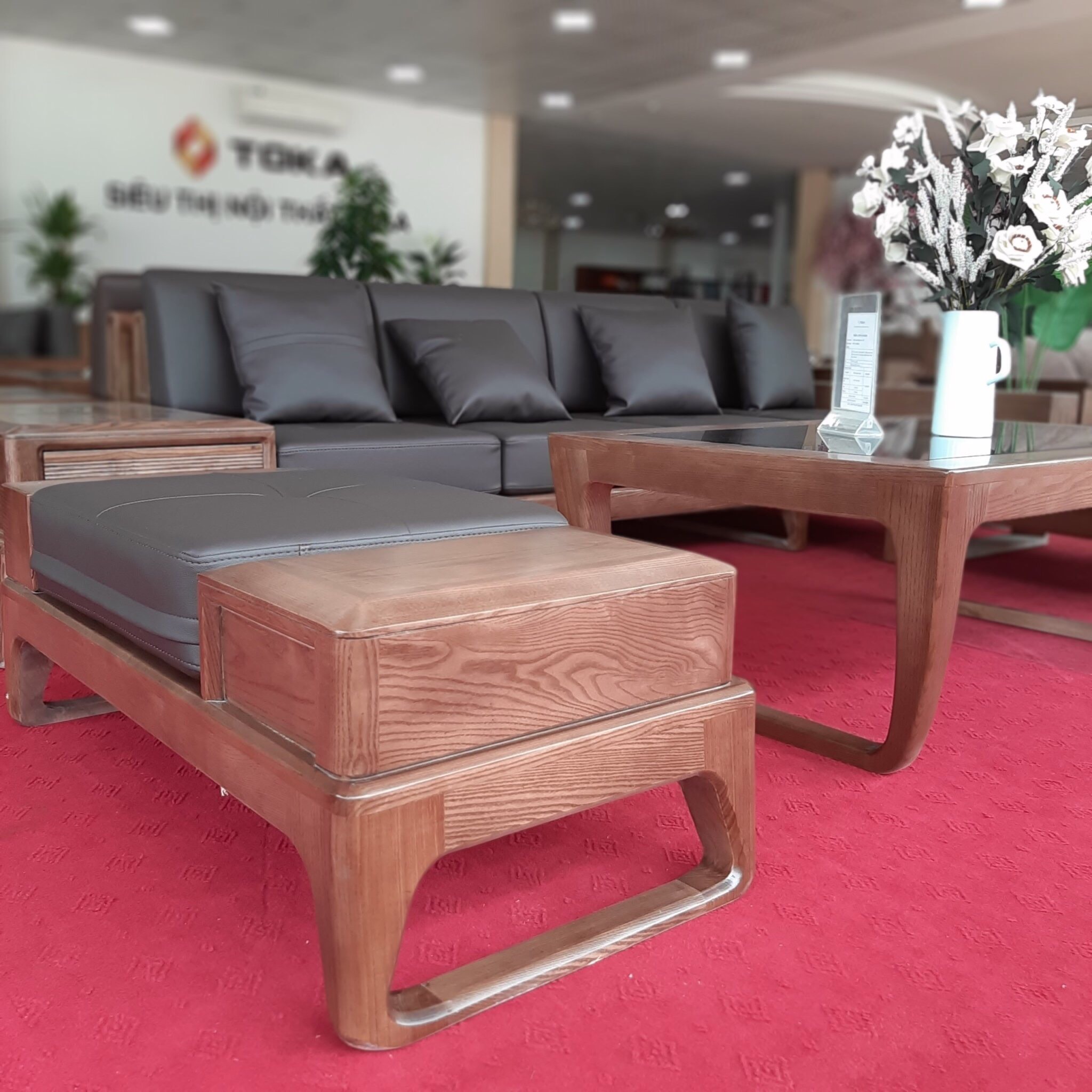 Bộ sofa chân nối gỗ sồi GS009