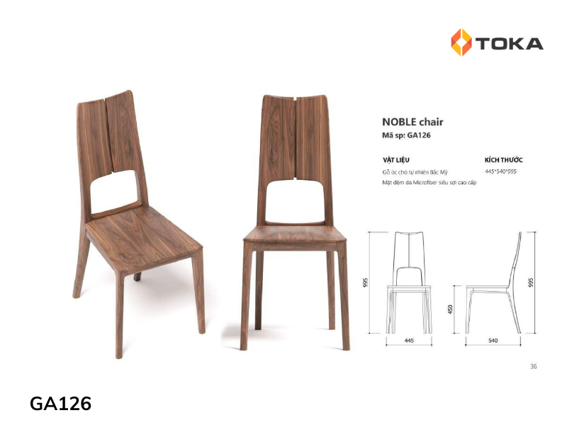 Ghế ăn gỗ óc chó cao cấp NOBLE GA126