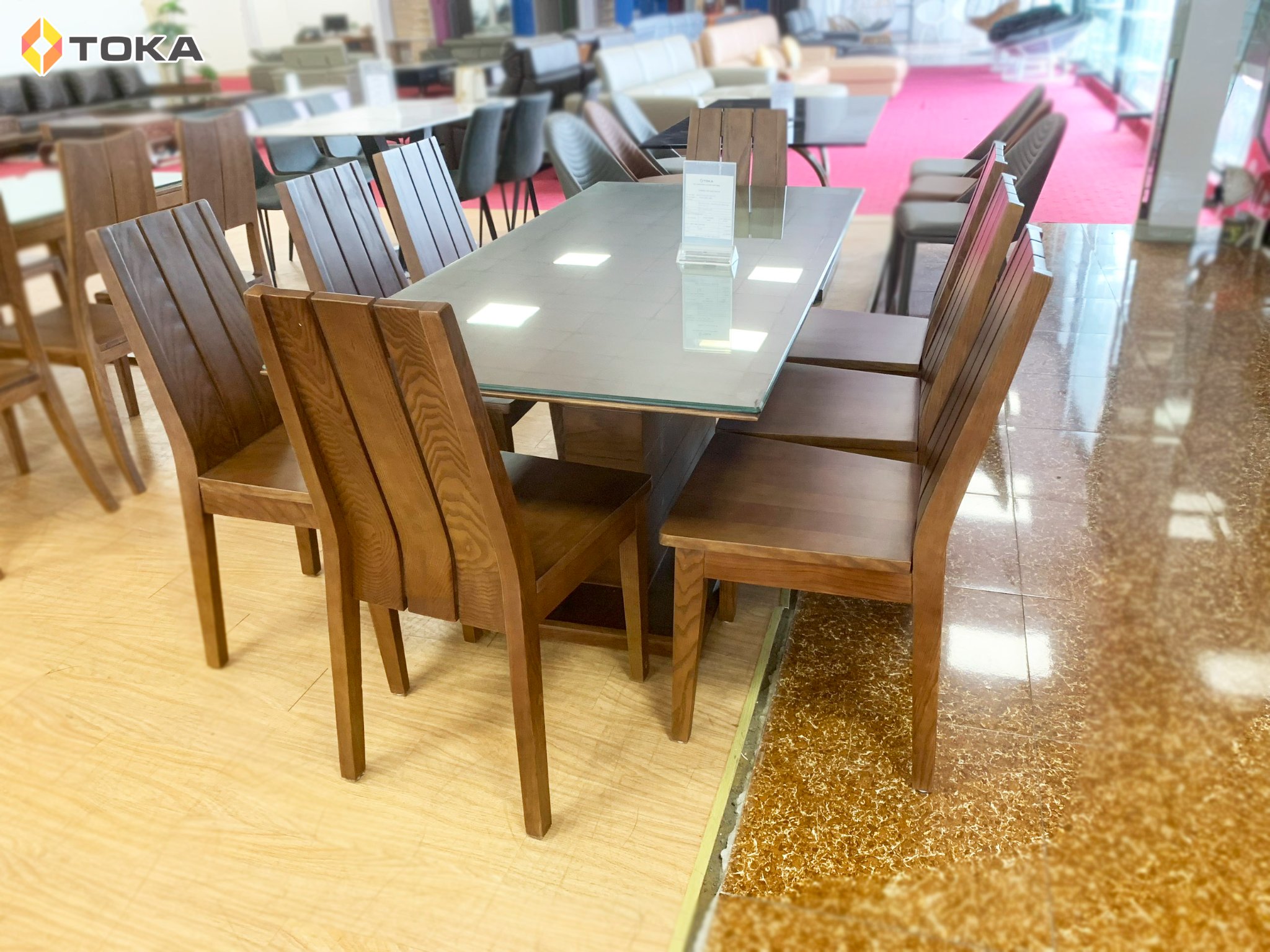 Bàn ăn Gỗ Sồi mặt đá