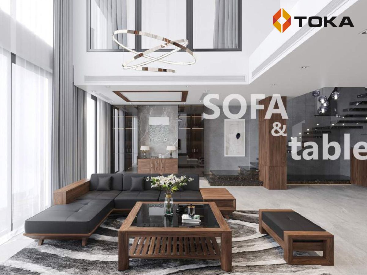 Bộ sofa gỗ óc chó cao cấp LUMIA S113