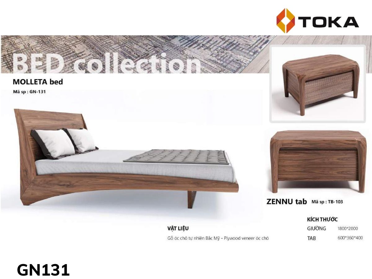 Giường ngủ cao cấp MOLLETA gỗ óc chó
