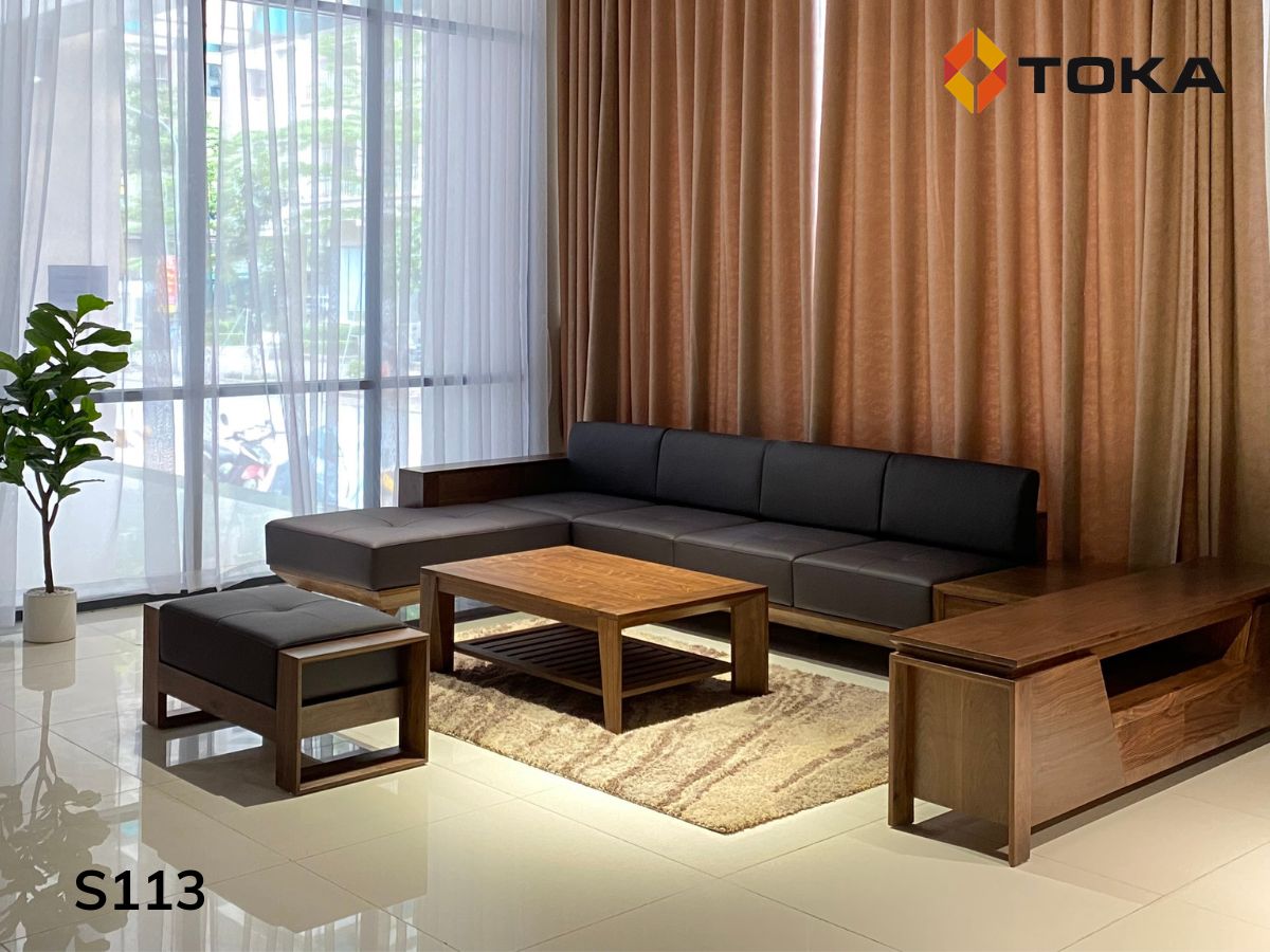 Bộ sofa gỗ óc chó cao cấp LUMIA S113