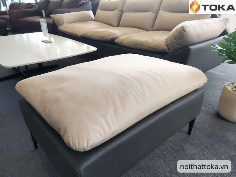 Sofa da nỉ J08 phối màu ghi kem