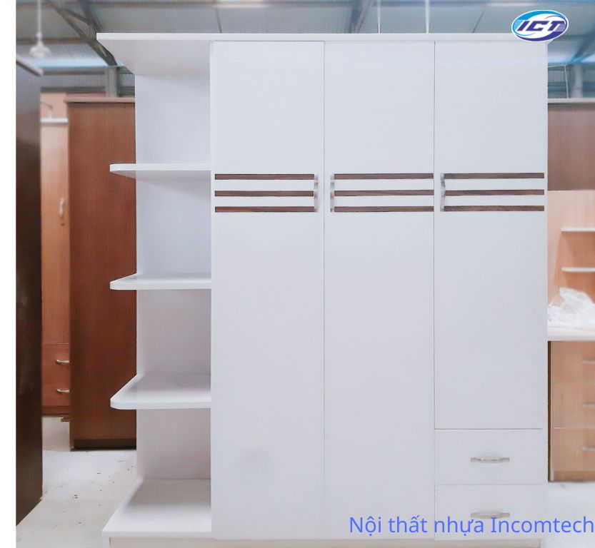 Tủ quần áo nhựa 3 cánh 2 ngăn kéo màu trắng bo ngoài | Siêu thị Nội thất  TOKA Tủ Quần Áo Nhựa 3 Cánh 2 Ngăn Kéo Màu Trắng Bo Ngoài | Siêu Thị Nội Thất  Toka