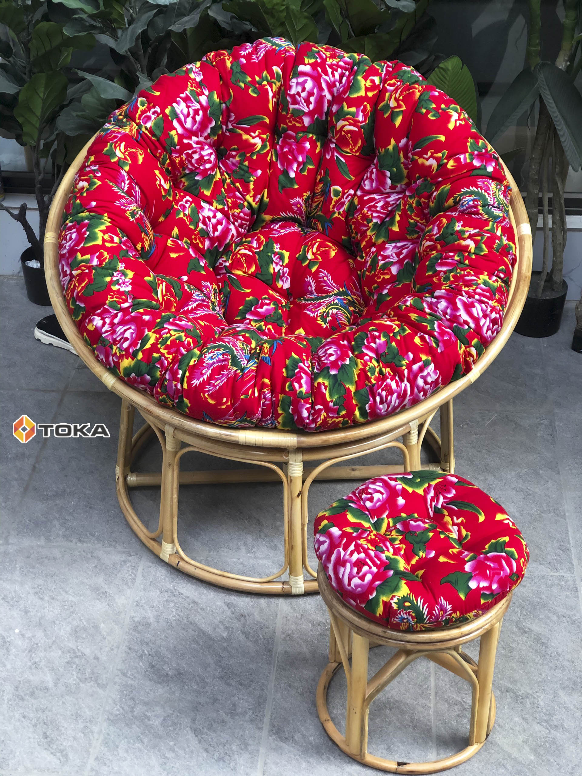 Ghế papasan mây thật 1.1m