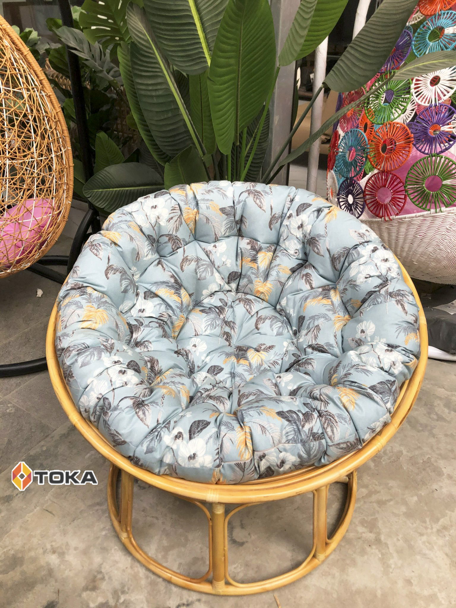 Ghế papasan mây thật 1.2m