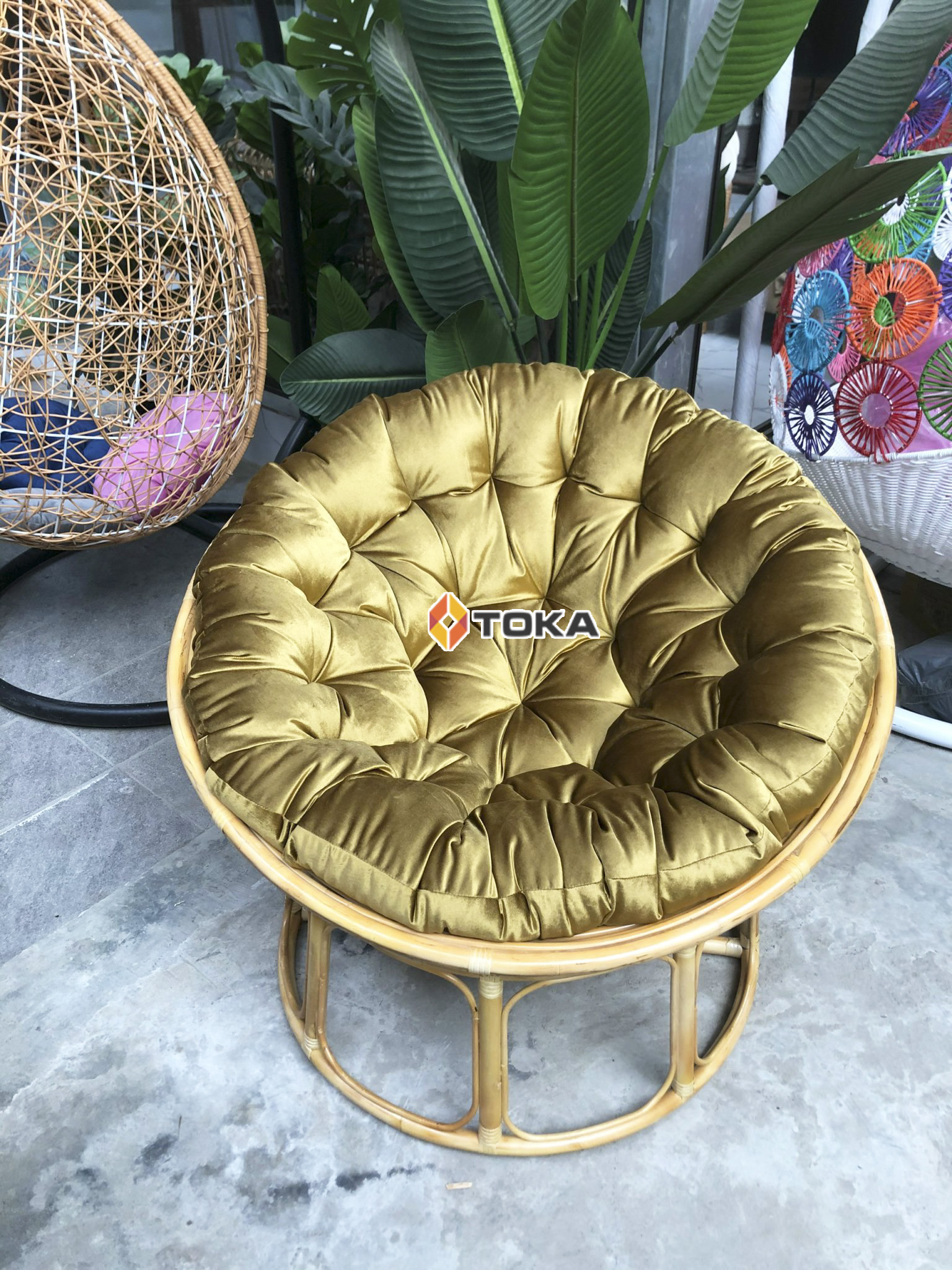 Ghế papasan mây thật 1.1m
