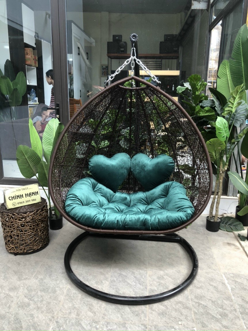 Xích đu đôi đan rối mây nhựa