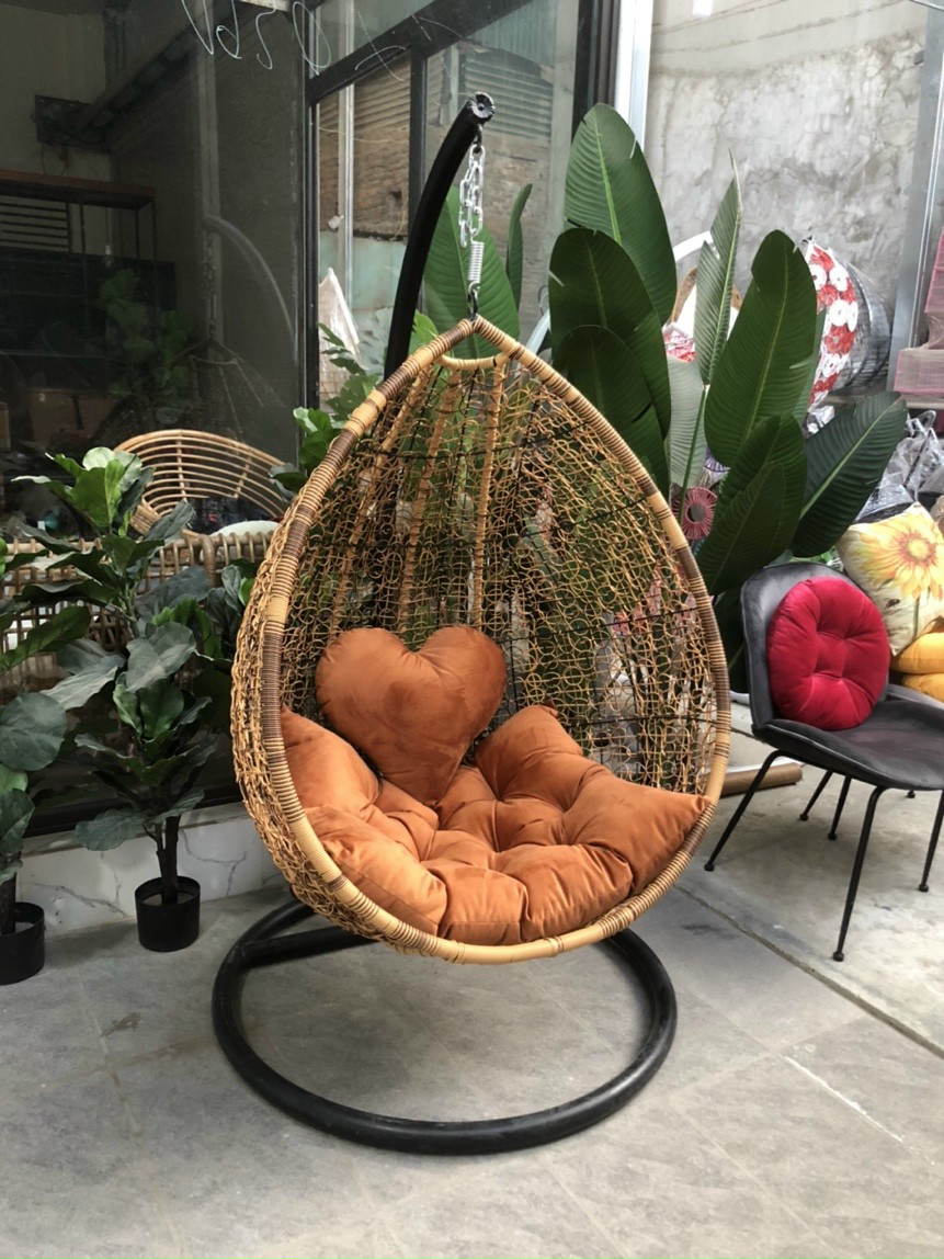 Xích đu đôi đan rối mây nhựa