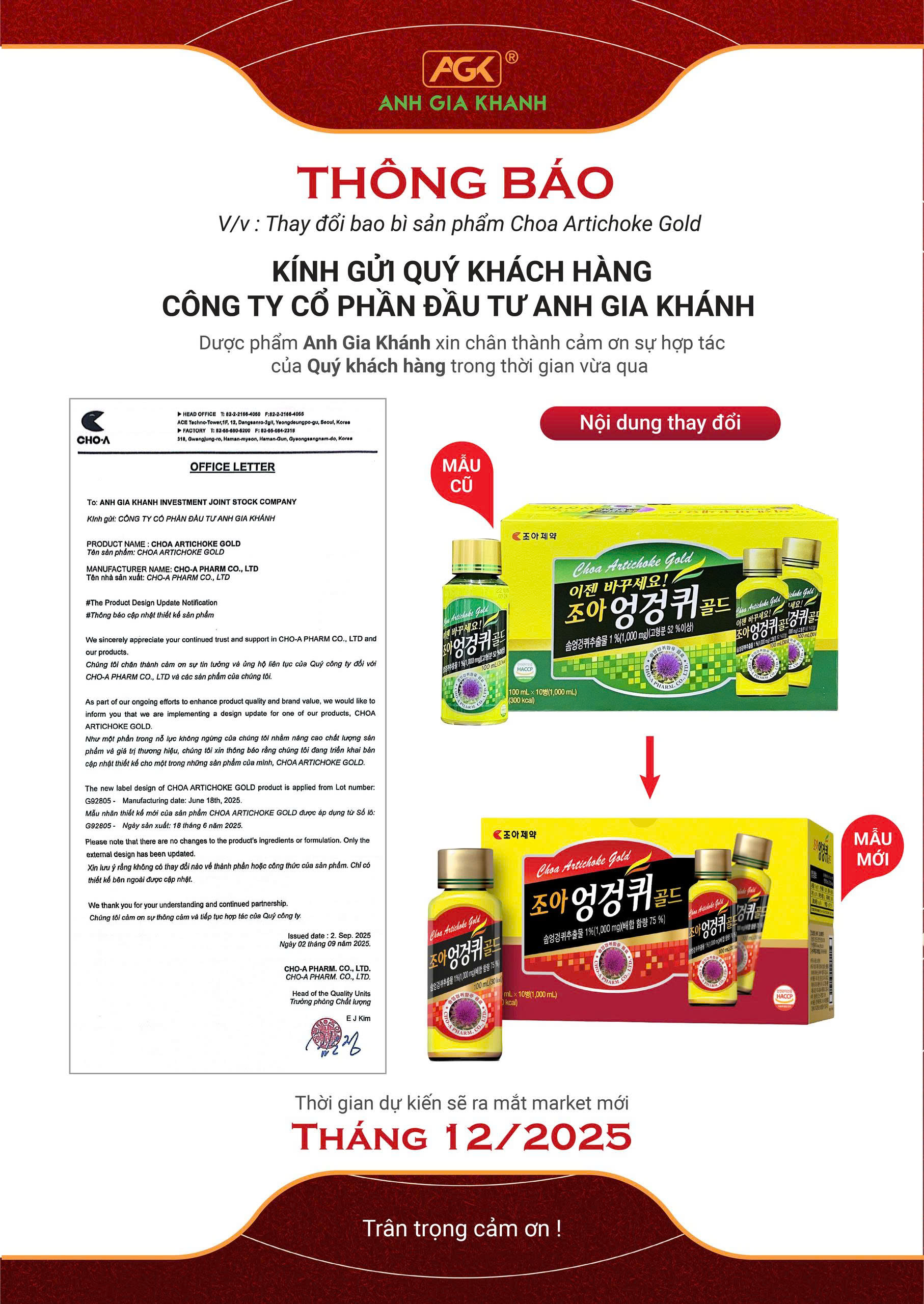 THAY ĐỔI MARKET SẢN PHẨM GIẢI RƯỢU CHOA ARTICHOKE GOLD