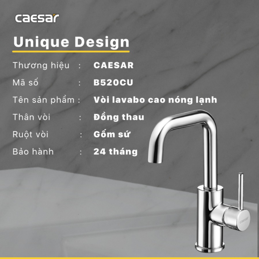 Vòi Lavabo Caesar B520CU Nóng Lạnh