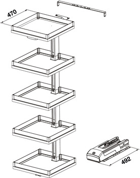 Tủ Đồ Khô Rộng 600mm Hafele CONVOY Lavido 549.63.486