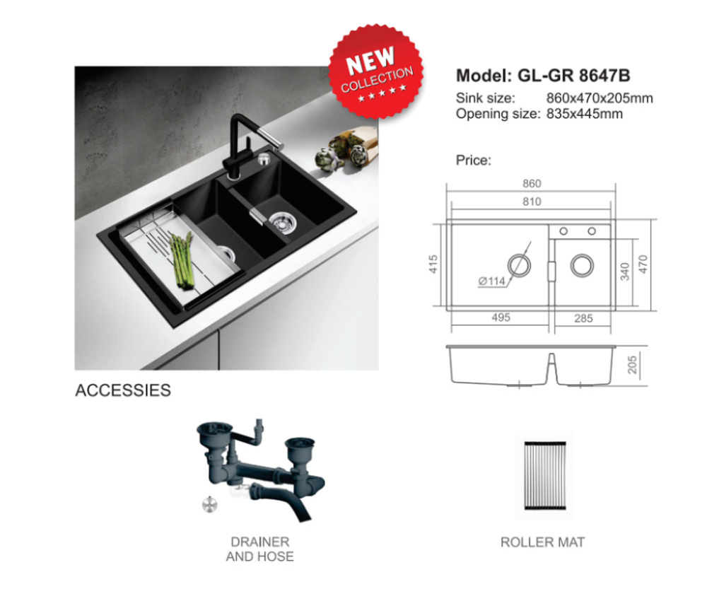 Chậu rửa bát Geler GL-GR8647B