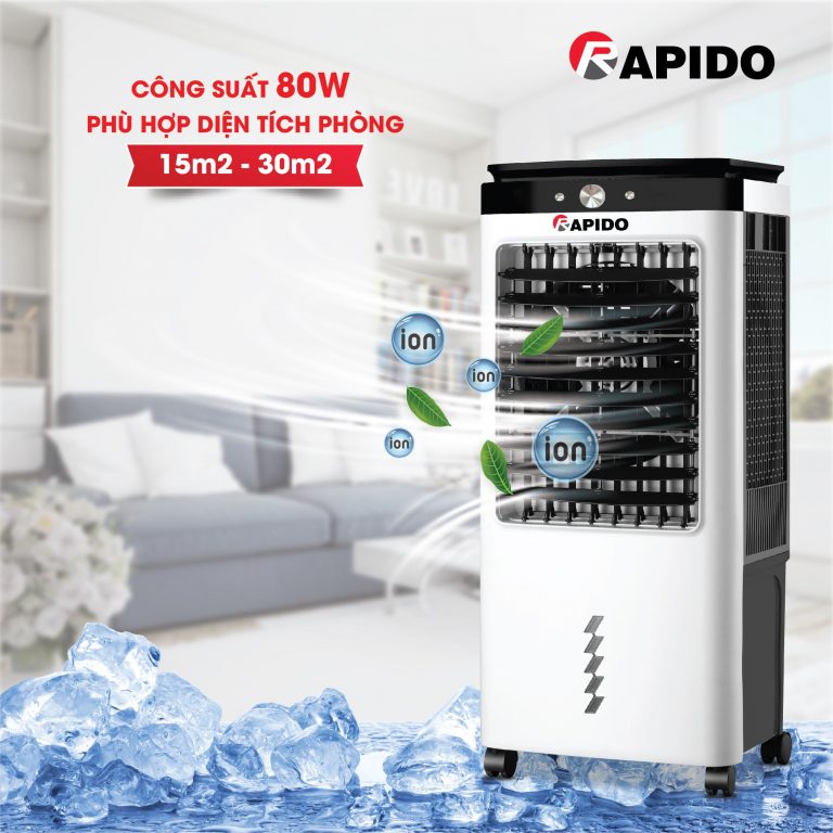 Quạt điều hòa không khí Lucky 6000M mặt kính phong thủy