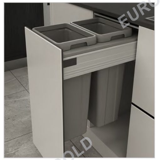 Thùng rác âm tủ ray hộp giảm chấn cao cấp EUROGOLD BA400