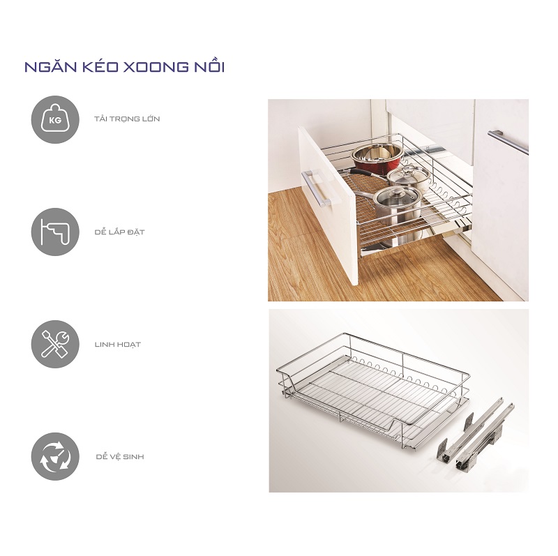 Kệ xoong nồi inox bóng nan tròn (H-XN11G8)