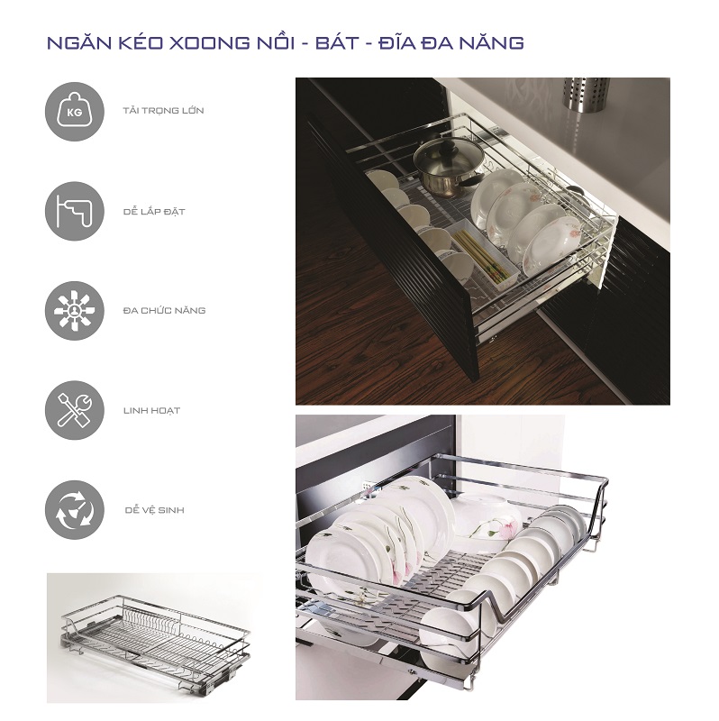 Kệ đa năng inox304 mờ nan dẹt (H-XM13G8)