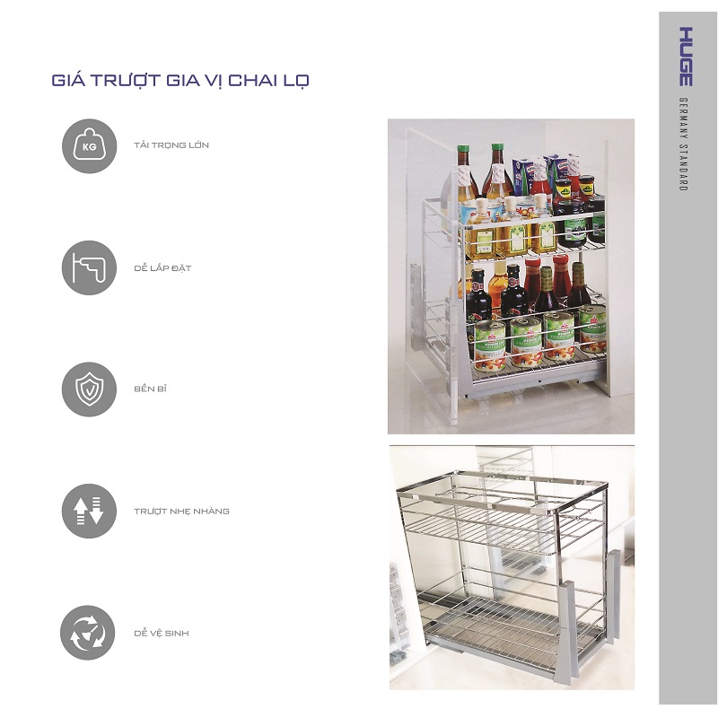 Giá gia vị inox304 mờ nan dẹt (H-GV1335)