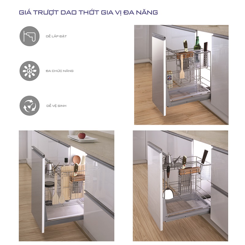 Giá dao thớt inox bóng nan tròn (H-DT1140)