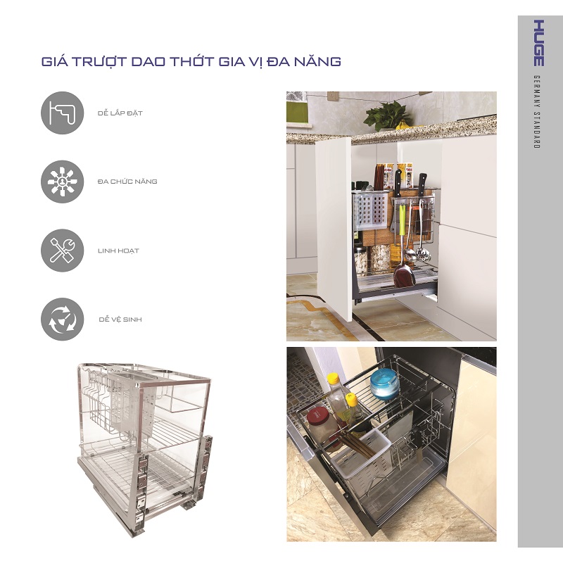 Giá dao thớt inox304 mờ nan dẹt (H-DT1340)