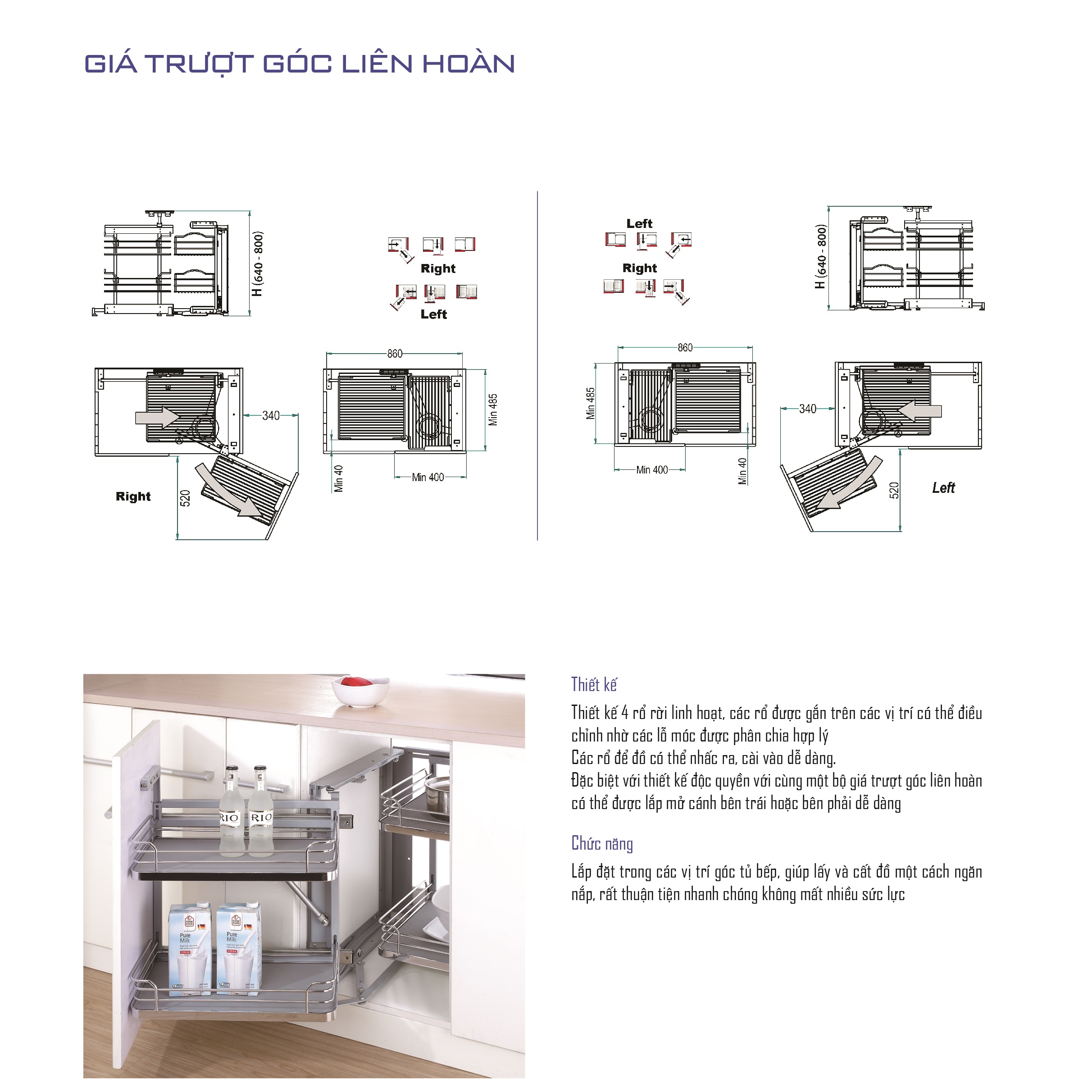 Giá góc liên hoàn đáy đặc (H-GC030)