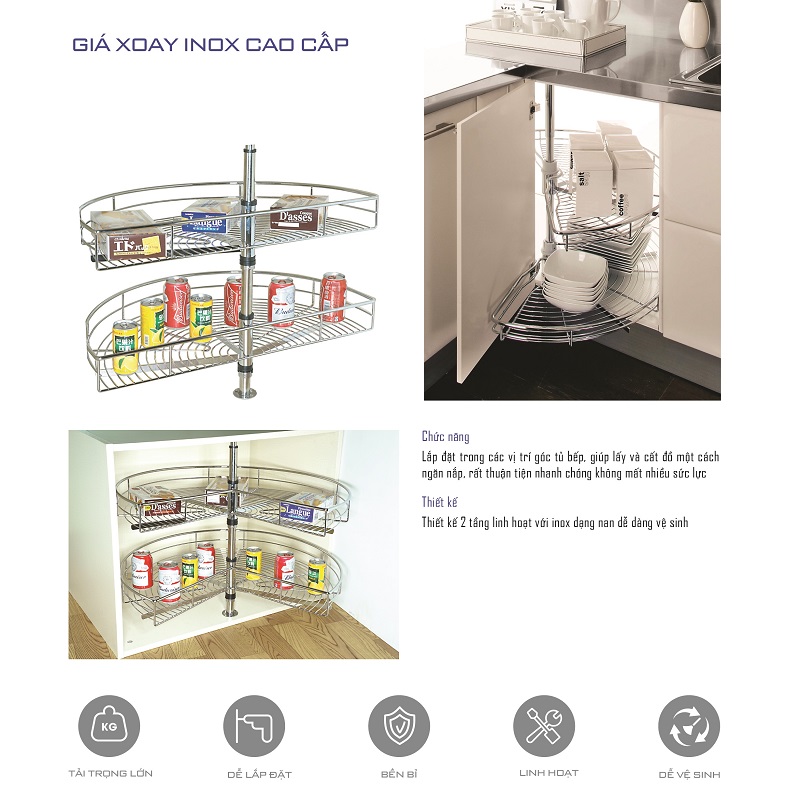 Mâm xoay góc 1/2 inox bóng (H-MC1118)