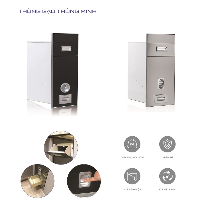 Thùng gạo mặt gương sáng (H-GG300)