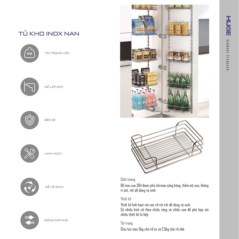 Tủ kho inox304 bóng dạng nan (H-KM1145)