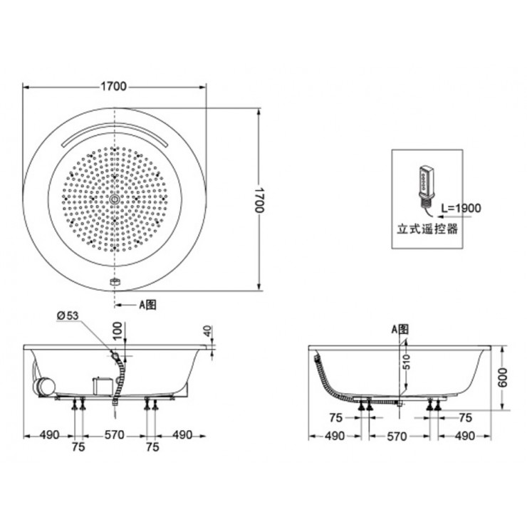 Bồn Tắm TOTO PPYD1720HPTE/NTP003E Ngọc Trai Massage 1.7M
