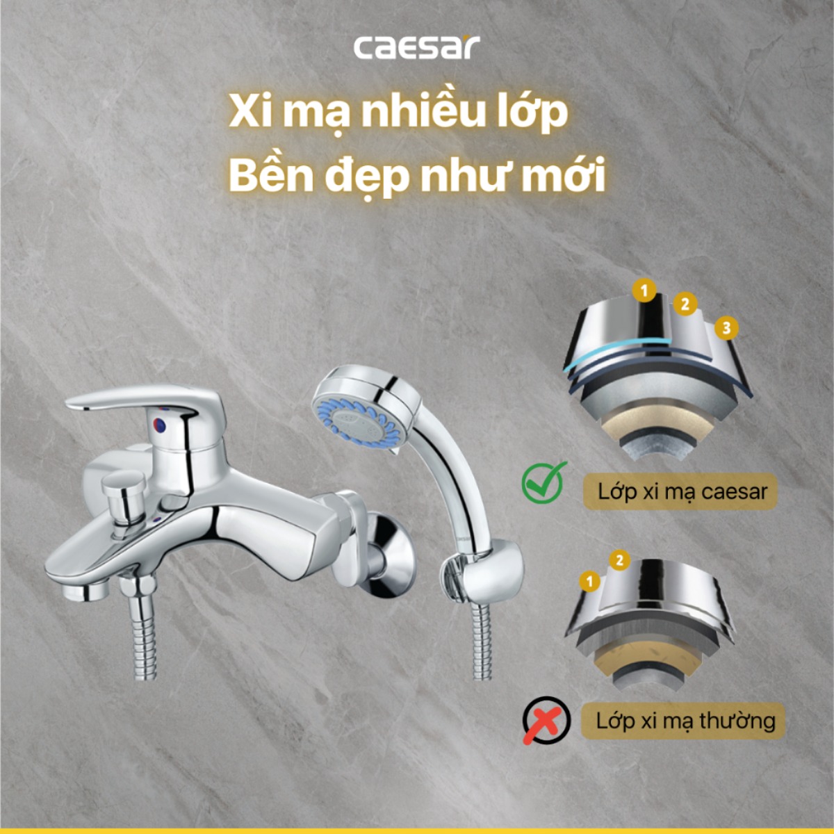 Vòi sen nóng lạnh Caesar S173C