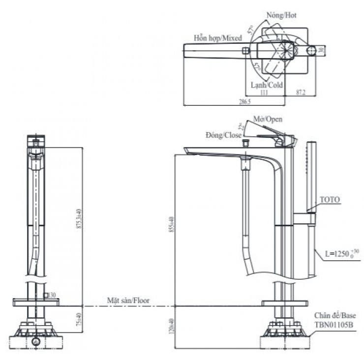 Vòi Sen Xả Bồn Tắm TOTO TBG07306A/TBN01105B