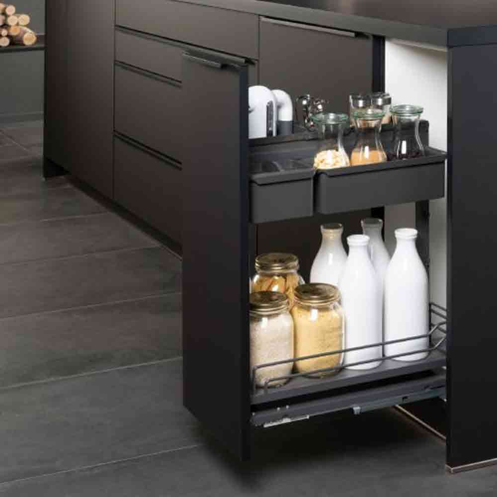Giá gia vị Kessebohmer Hafele 300mm màu đen 545.11.962
