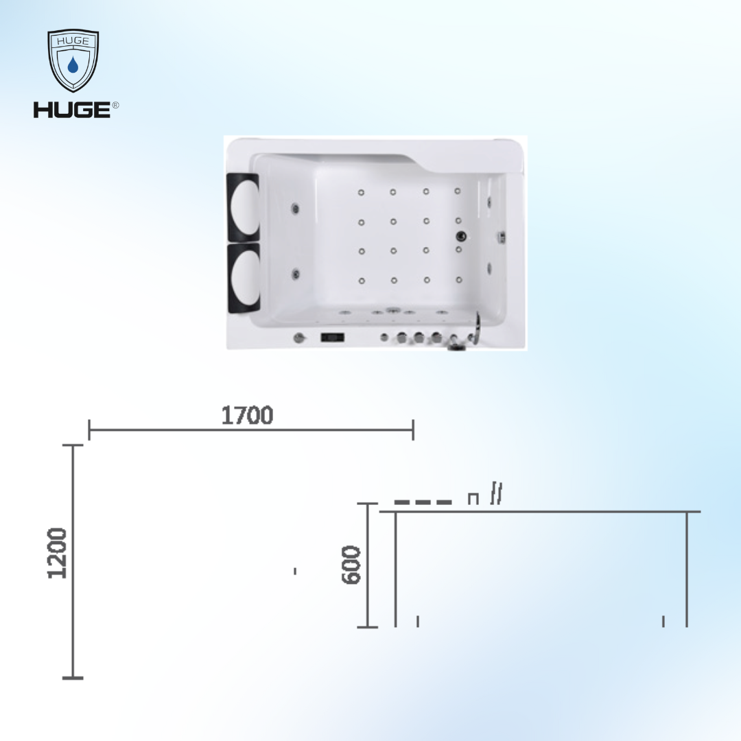 BỒN TẮM MASSAGE ĐÔI HUGE H-BD3318 (L/R)