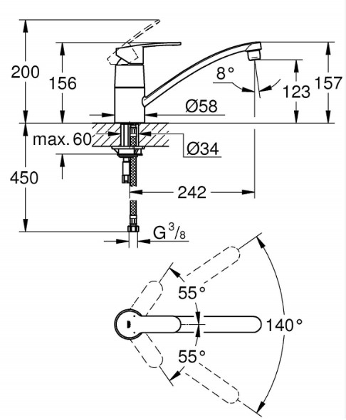 Vòi Bếp Grohe Eurrostyle Cosmo 33977002 Nóng Lạnh
