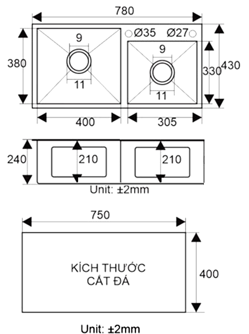 Chậu 2 Hố FCS01S