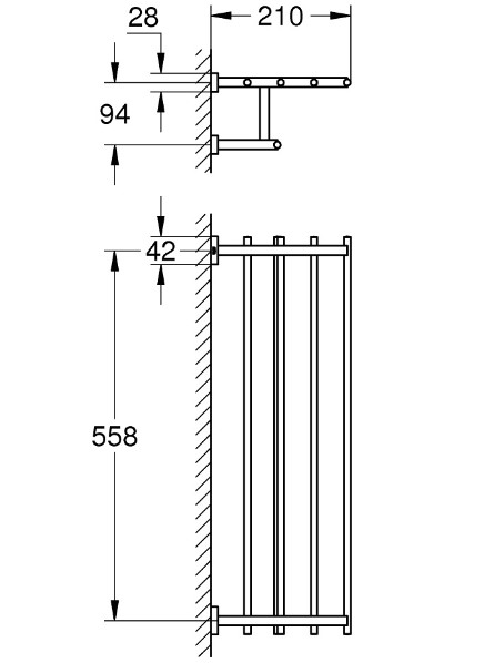 Kệ Khăn Grohe 40512001 Essentials Cube Multi 2 Tầng 558mm