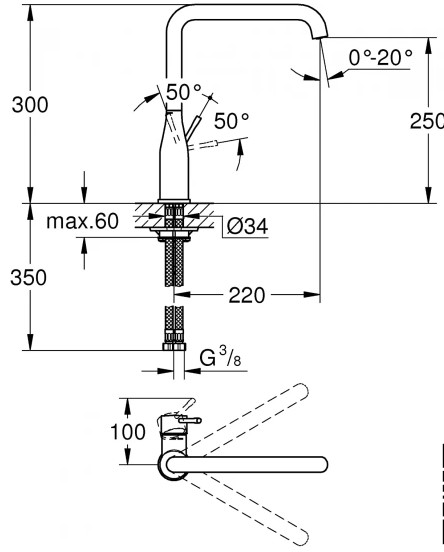 Vòi Bếp Grohe 30269000 Essence Nóng Lạnh
