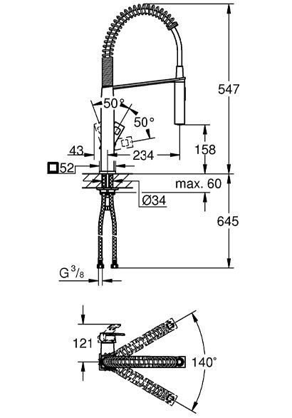Vòi rửa bát GROHE 31395000 nóng lạnh